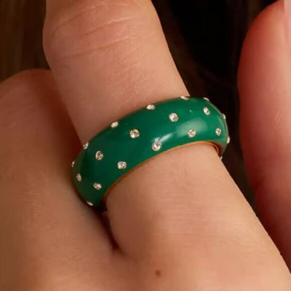CLEARANCE Gorjana Noel Shimmer Ring - Emerald Green - Picture 2 of 5